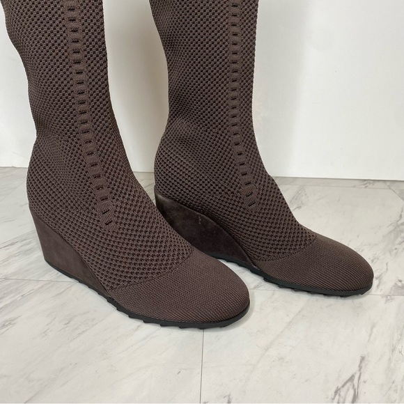 Eileen Fisher Kasana Brown Knit Wedge Heel Tall Boot 8 1/2 - Picture 11 of 15